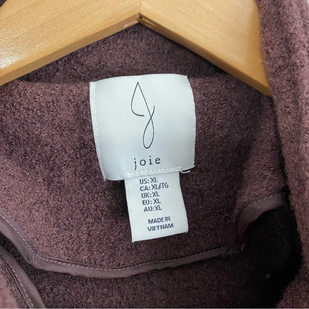 Joie‎ Boiled Wool Blend Cropper Unlined Muted Cranberry Button Down XL